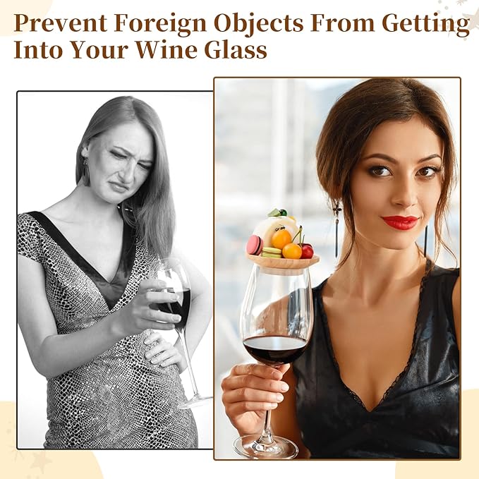 4 Pcs Wine Glass Charcuterie Topper, Wine Glass Topper Coasters Plate, Wine Glass Charcuterie Board Topper for Family Gatherings, Restaurants, Bars