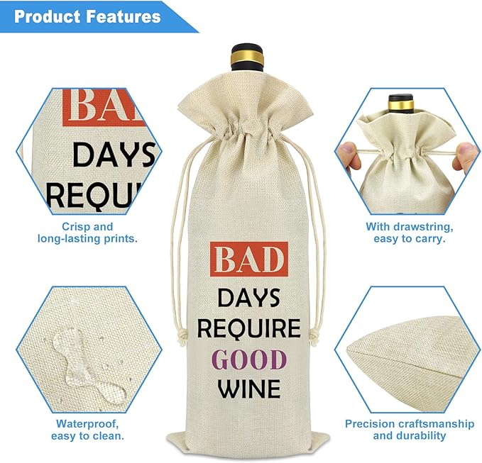 Best Friends Friendship Gifts for Women Men Wine Bag Divorce Breakup Gifts Colleague Leaving Gift Drinker Gift Wine Gift for Wine Lover Wine Bottle Covers Reusable Wine Gift Bags with Drawstrings