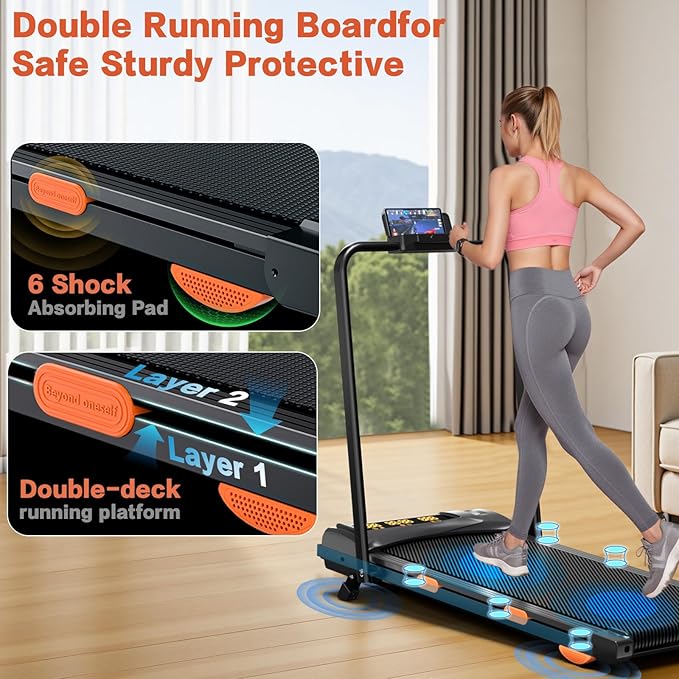 7.8MPH Incline Treadmill for Home, Walking Pad with Handle Bar, Under Desk Compact Treadmill with 350 Lbs Capacity, LED Display & APP, Remote Control, 3.0HP