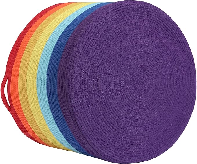 24" x 24" x 17" Max Size Large Cotton Rope Basket, Extra Large Storage Basket, Woven Laundry Hamper, Cloth Storage Bin, for Blankets Clothes Towels Pillows in Living Room, Rainbow