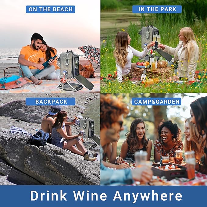 Backpack Cooler Insulated Leak Proof 20 Cans, 2 Ice Packs for Keeping Cool, Collapsible Support Stand with Rotary Bottom Tray for Rotate 360°, Cup Holder Cutlery Set for Camping Lunch