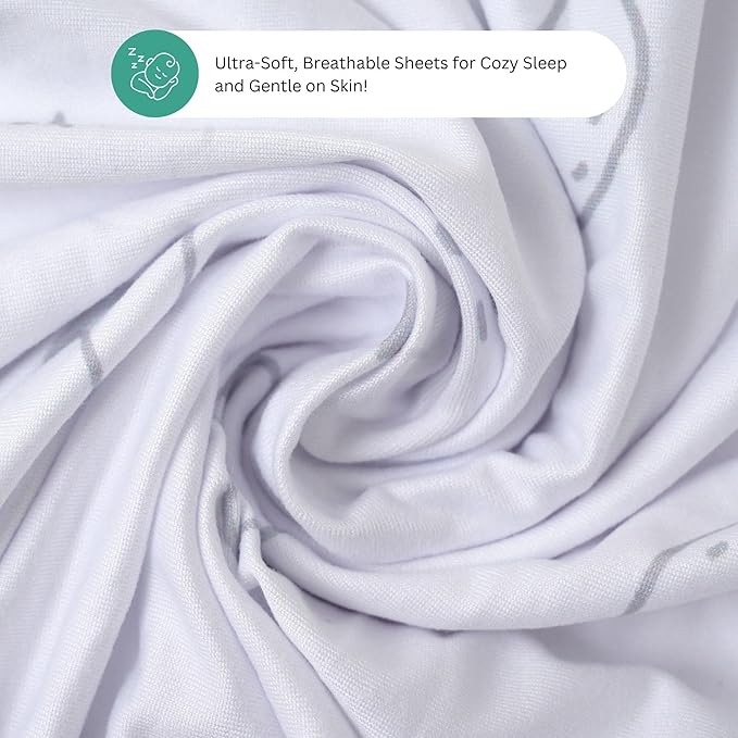 Bassinet Sheets for Ronbei, Baby Joy, Nordmiex, INFANS Baby Bassinet Bedside Sleeper, 3 Pack, 33x20 Inch, Ultra Soft, and Breathable Snug Fit, Unisex Boys Girls, Gray White (Moon, Stars, Clouds)