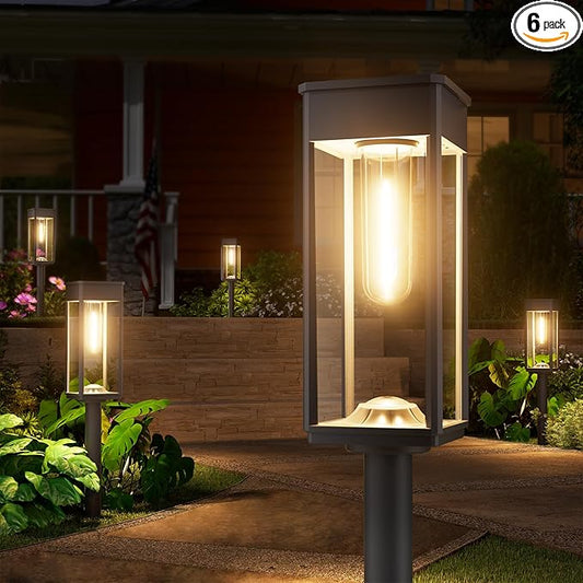 Bright Solar Pathway Lights Outdoor, 6 Pack IP65 Waterproof Solar Garden Lights for Outside Lighting, Yard Path Lawn Walkway Driveway Landscape (Warm White)