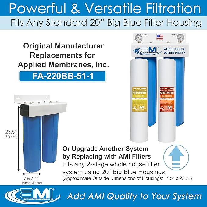Applied Membranes Inc. 2-Stage Whole-House Water Filter System, 1-Micron and 5-Micron 4.5-Inch by 20-Inch Filters