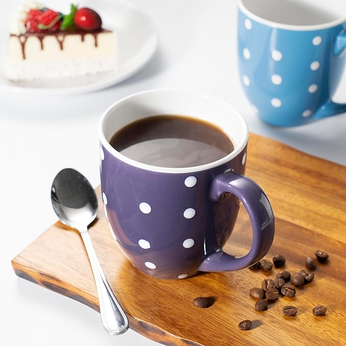 bestone Coffee Mugs Set of 6，17 oz Large Coffee Mugs, Ceramic Mugs with Handles,etc Coffee Mugs, Cups for Coffee Cereal Latte ，Microwave & Dishwasher safe，Vibrant Colors