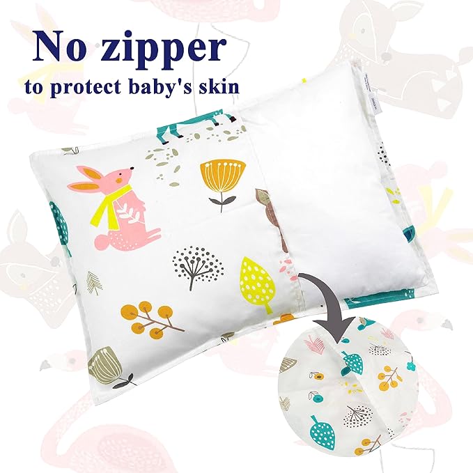 ALVABABY Toddler Pillowcases Fits 13 x 18inch,12x 16inch Kids Pillow for Sleep 2 Pack Cotton Baby Children Pillow Cover Envelope Travel Pillowcases Rabbit Flamingo 2TPW08