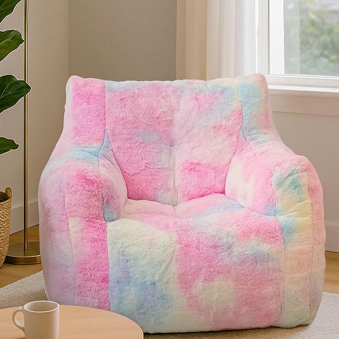 Bean Bag Chairs for Adults Ergonomic Support Reading Floor Sofa Chair with Filler Spacious (Colored, Standard)