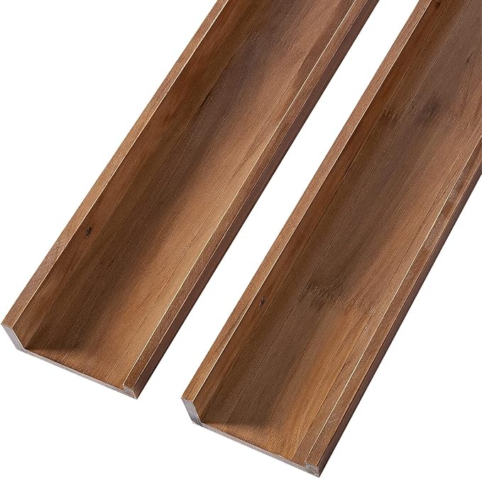 AZSKY 48 Inch Floating Wall Ledge Bookshelf Light Walnut Kids Book Toys Trophy and Family Picture Photo Frames Display Shelves Wall Mounted a Set of 2