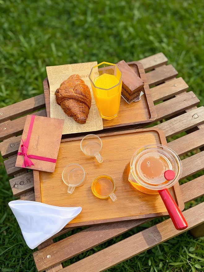 Bamboo Serving Tray – Two Sizes for Breakfast, Tea, Coffee & Snacks – Eco-Friendly Wooden Tray for Bed, Kitchen, Coffee Table, or Decorative Use