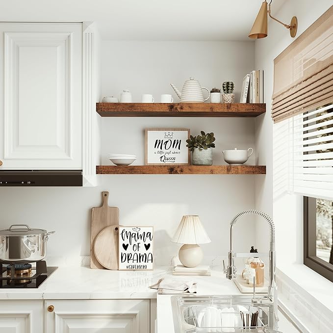 10 inches Deep Floating Shelves 36 inch Long, Sing Shelves for Wall Heavy Duty for Bedroom, Bathroom, Living Room, Kitchen, Office, Farmhouse Shelf Home Decor, Set of 1, Rustic Brown