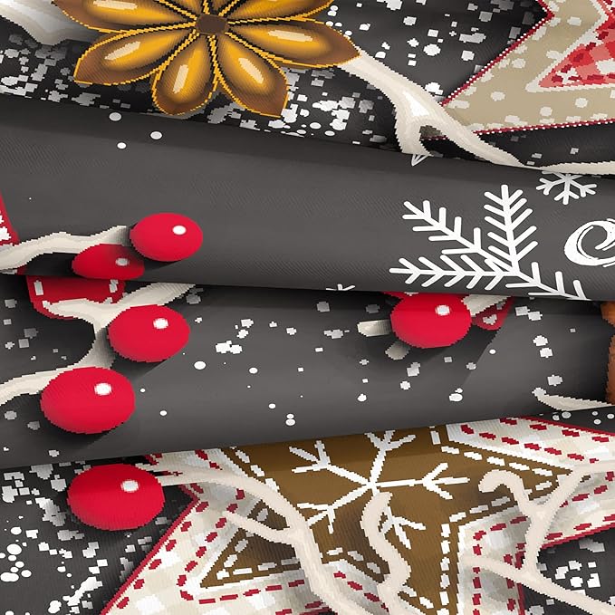 Bedbay Christmas Bedding Set King Size Red Christmas Comforter Set Cute Gingerbread Man and Snowflake Pattern Boys Girls Xmas Festival Bedding 4 Pcs Comforter Set(Christmas,King)