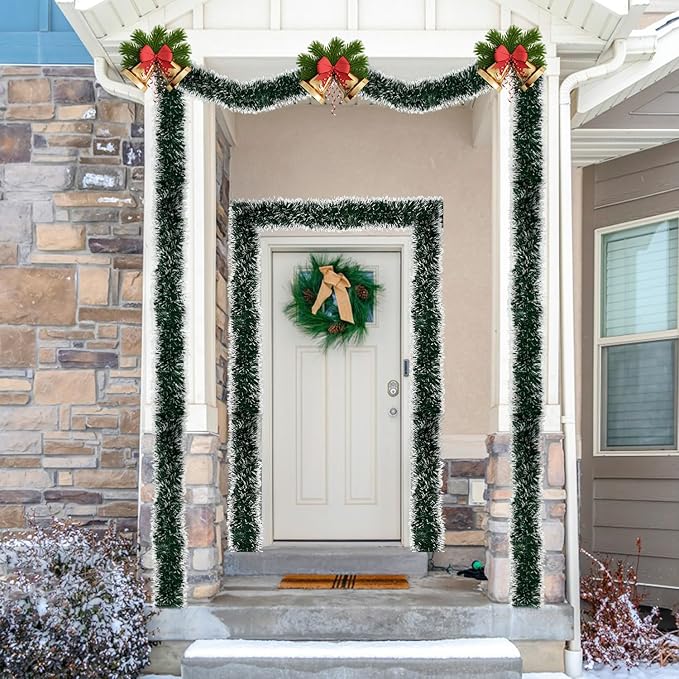 50 FT/15M Long Dark White Artificial Christmas Tinsel Garland Decorations DIY for Xmas Tree,Fireplace Mantel,Stairs Railing Outdoor Indoor Holiday Decor