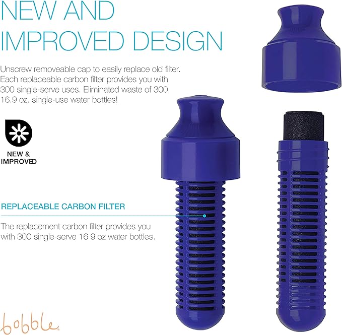 Bobble Classic Water Bottle, Filtered Water, BPA-Free Reusable Bottle, Soft Touch Carry Cap with Replaceable Carbon Filter for Sustainable Water and Hydration 18.5 oz - 2 Pack (Lime)