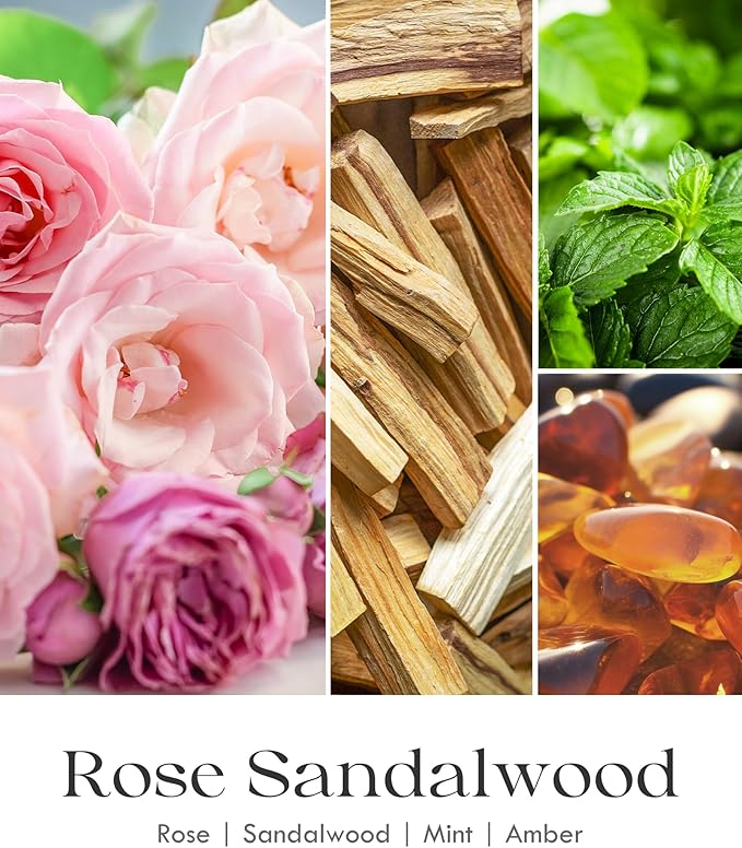 AOOVOO Rose Sandalwood Candles - 9 oz Scented Candles, Aromatherapy Candle, Soy Candle for Home Scented