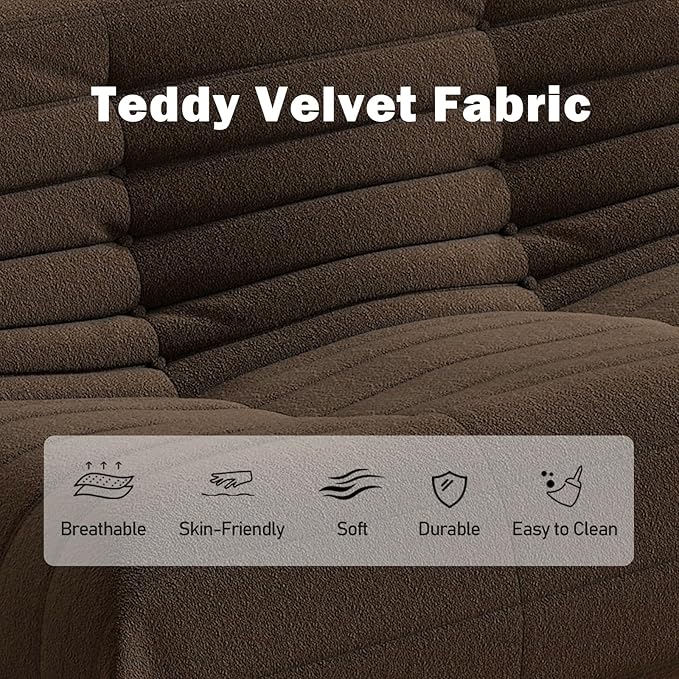 Big Bean Bag Chairs for Adults, 3 Seater Large Bean Bag Chair Sofa, Fireside Chair Lazy Sofa Chair with High Density Comfortable Foam, Modern Bean Bag for Living Room, Bedroom, Office (Coffee)