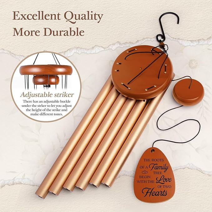 40th Wedding Anniversary Wind Chime, Happy 40th Anniversary Romantic Gifts for Couple, Parents, Wife, Husband, Friends, Ruby Anniversary's Keepsake Gifts Ideas, Large-36''