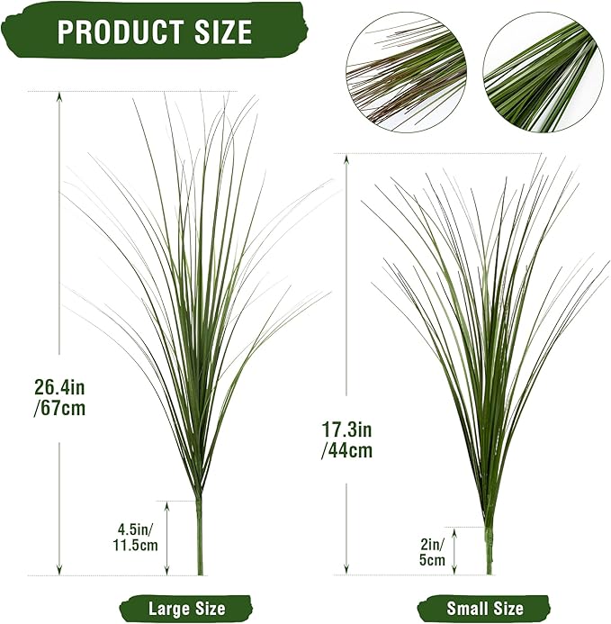 12PCS Fake Plants Artificial Wheat Grass Greenery Plastic Plants Fake Grass Artificial Plants for Outdoor Decor Artificial Grass Plant with Greenery Stems for Indoor Home Decoration 26.4"
