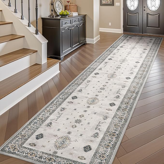 AMOAMI Vintage 2X6 Runner Rug Non Slip Soft Runners for Hallways Machine Washable Hallway Runner Bedside Rugs for Bedroom Long Rug for Hallways Entryway Laundry Room Kitchen Bathroom