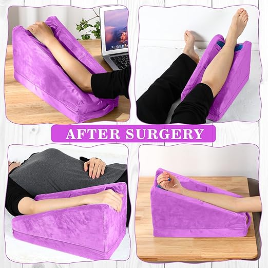 Buryeah Arm Pillow Arm Elevation Pillow with 2 Pockets, Soft Ergonomic Support Pillow for Elbow Arm Rest Wedge Pillow Broken Arm Gifts with High Density Foam for Recovery Sleeping Care(Violet)