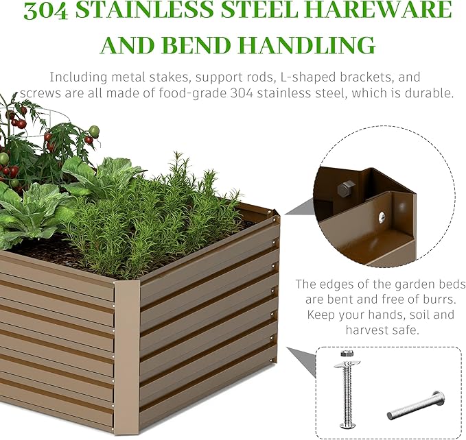 6x3x2 ft Raised Garden Bed, Large Metal Planter Raised Beds, Planters for Outdoor Plants for Vegetables, Flowers, Herbs, Fruits, and Succulents.(4 Pcs)