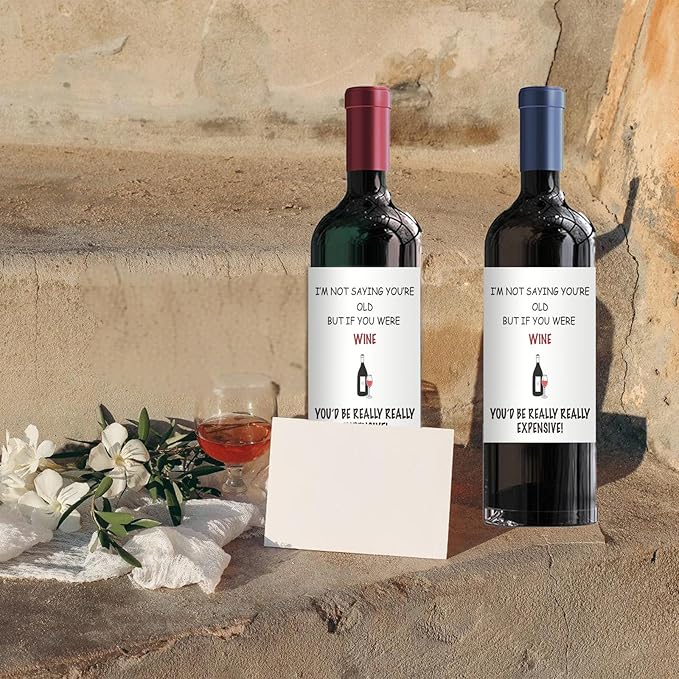 24Pcs Funny Wine Bottle Label,Funny Cute Wine BottleTags Stickers Birthday Party Decorations Waterproof Wraps Sticker for Champagne Bottle Women Men Party Supply