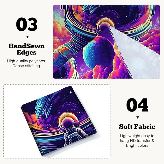 BVBOX Astronaut Space Blacklight Tapestry 79"x59", UV Reactive Astronaut Universe Planet Glow in Dark Tapestries, Black Light Neon Upright Poster Wall Hanging Backdrop Decor for Bedroom Living Room