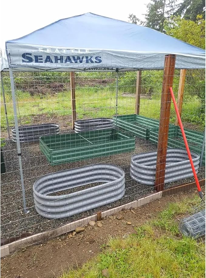 2 Pack 4x2x1FT Galvanized Raised Garden Bed Kit Oval Metal Ground Planter Box Outdoor Bottomless Planter Raised Beds for Vegetables Flowers Herbs Fruits, Green