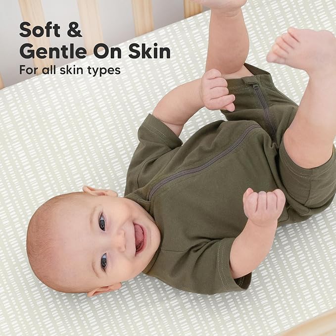 2-Pack Organic Crib Sheets for Boys, Girls - Jersey Fitted Crib Sheet, Baby Crib Sheets Neutral, Crib Mattress Sheet, Cotton Crib Sheets, Breathable Crib Sheet, Baby Mattress Sheets (Fleur)