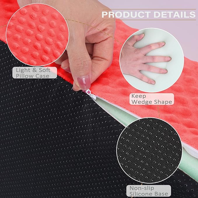 Body Wedge Pillow for Side Sleeping, Body Position Side Wedge Pillow, Back Positioning Elevation Pillow, Back Wedge Pillow for Side Sleepers, Wedge Pillows for After Surgery, Back Pain(Red-Dot)