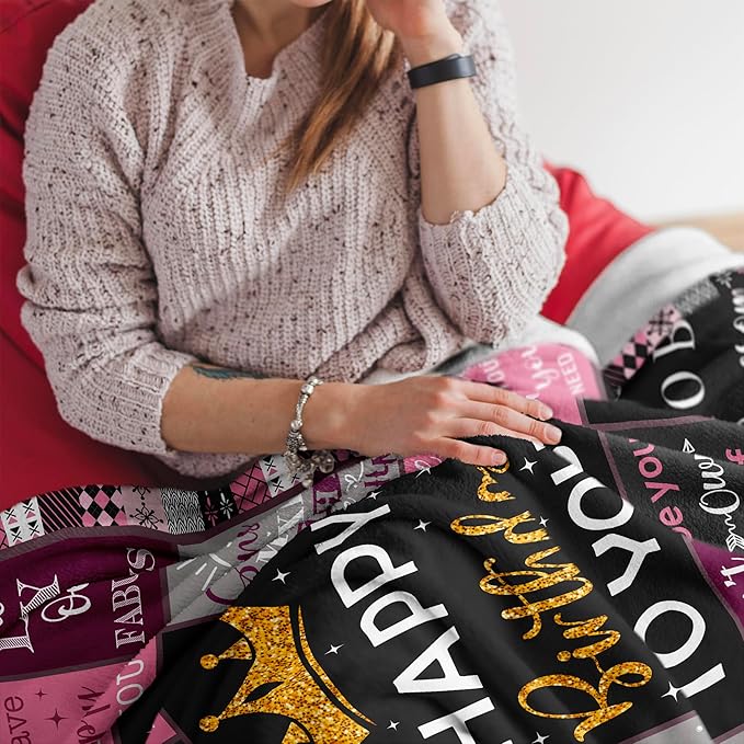 Birthday Gifts for Women/Girls/Her, Happy Birthday Decorations Blanket 50"X60", Gifts for Women Birthday Unique, Birthday Gifts for Mom/Daughter/Friend/Sisters, Women Birthday Gift Ideas