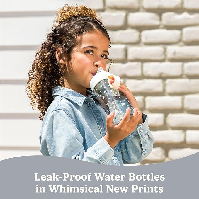 Bentgo Kids Water Bottle (Whimsy & Wonder Collection) - Leak-Proof Durable Tritan 15 oz. Cup for Kids/Toddlers 3+; Flip-Up Safe-Sip Straw for School, Sports, Daycare, Camp & More (Starry Sprinkle)