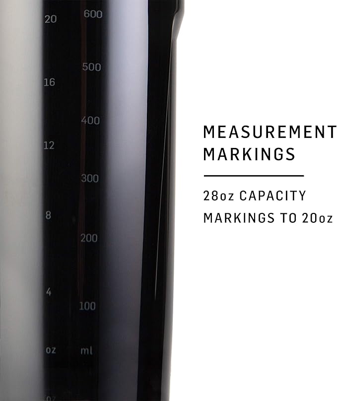 BlenderBottle Strada Shaker Cup Perfect for Protein Shakes and Pre Workout, 28-Ounce, Black