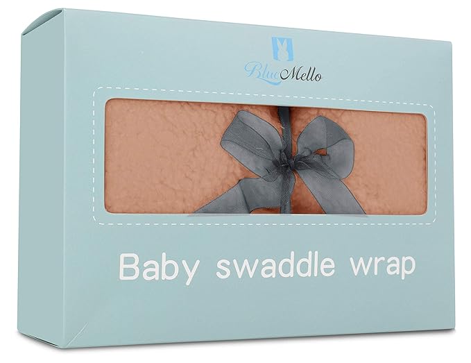 BlueMello Baby Swaddle Blanket | Ultra-Soft Plush Essential for Infants 0-6 Months | Receiving Swaddling Wrap Brown | Ideal Newborn Registry and Toddler Boy Accessories | Perfect Baby Girl Shower Gift