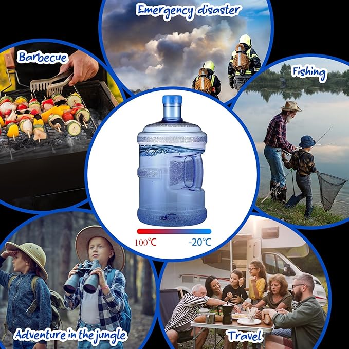 2 Pieces Water Jugs Round Plastic Water Bottle Portable Water Jug with Handle Leakproof Screw Cap Reusable Large Capacity Water Bottle for Camping Outdoor Travel Gym Use(2 Gallon)