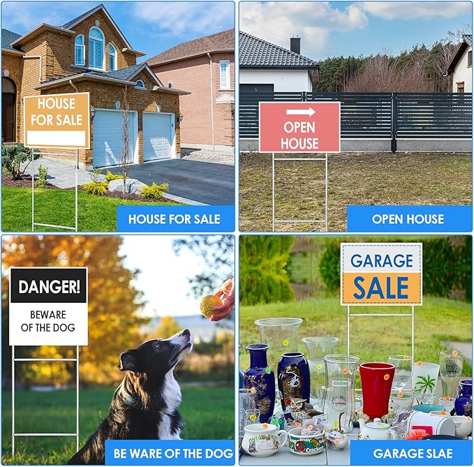 200 Pcs H Stakes for Yard Signs 30'' x 10'' Metal Heavy Duty H Frame Wire Stakes Weatherproof Metal Holder for 4mm 5mm Corrugated Signs Advertising Board Guidepost Yard Halloween Decor