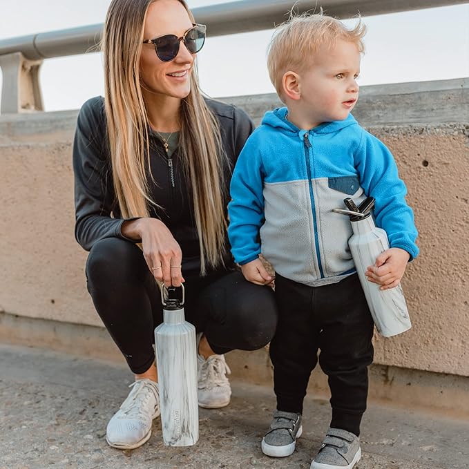 BrüMate ReHydration Mini Kids Water Bottle | 100% Leakproof Insulated Water Bottle for Kids with Straw | Stainless Steel Water Canteen | Perfect Kids Water Bottle for School | 16oz (Walnut)