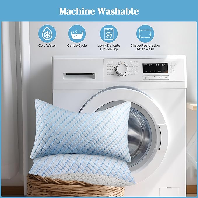 Bafode Memory Foam Pillows Queen Size Set of 2 Cooling Bed Pillow 2 Pack Shredded Memory Foam Pillow for Sleeping 20x30