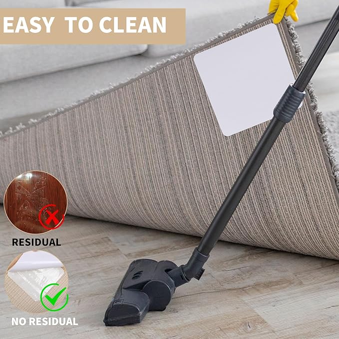 4 Pcs Rug Gripper for Hardwood Floors, Non Slip Rug Pads for Tiles, Double Sided Anti Slip Rug Grips, Rug Stickers for Wood Floor, Prevent Curling for Rug