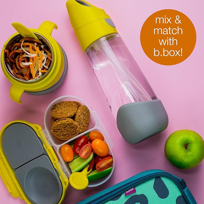 b.box 20oz Tritan Straw Bottle: Large, Modern Water Bottle with Flip Straw for Kids. Spill Proof, Leak Proof, BPA Free (Ocean Breeze, 20 oz)