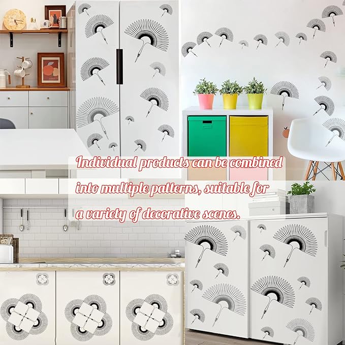 Black Leaves Wall Sticker Modern Wall Decal Black Boho Wall Sticker for Living Room Decor Nordic Leaves Wall Art Stickers for Bedroom Peel and Stick Fans Wallpaper Stickers for Kids Room Kitchen Decor