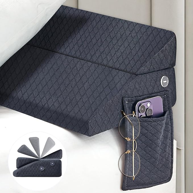 Bed Wedge Pillow for Headboard - Wedge Pillow Headboard Queen (60"x10"x6") - Foldable Bed Gap Filler/Headboard Pillow/Mattress Wedge - Fill Gap (0-8") Between Headboard and Mattress - AshGray