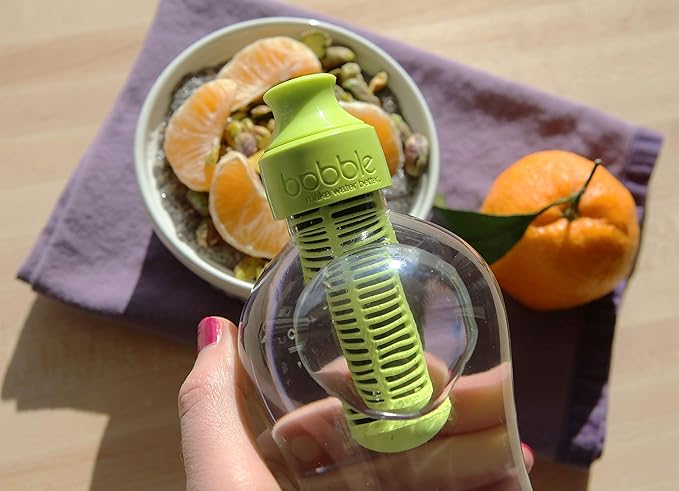 Bobble Classic Water Bottle, Filtered Water, BPA-Free Reusable Bottle, Soft Touch Carry Cap with Replaceable Carbon Filter for Sustainable Water and Hydration 34 oz (Lime)