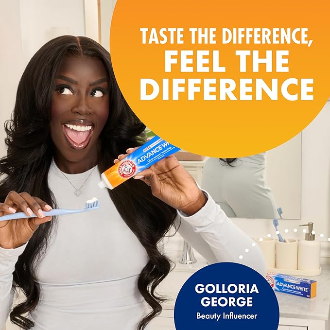 ARM & HAMMER Advance White Toothpaste, Teeth Whitening Baking Soda Toothpaste with Stain Defense Technology and Fluoride, Clean Mint Flavor, 6.0 Oz (4 Pack)