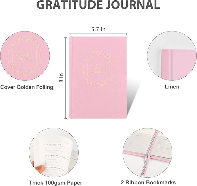 And Per Se Gratitude Journal – Five Minutes a Day to Cultivate Mindfulness, Happiness, Positive Vibes, Affirmations & Self-Reflection – Undated Daily Gratitude Journal for Women & Men (Blush)