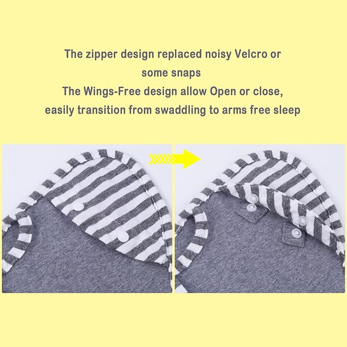Baby Blanket Sack with Arms Free Design,Transition to Arms Free Wearable for Newborn Girl and Boy,Medium 3-6Months, Grey Color