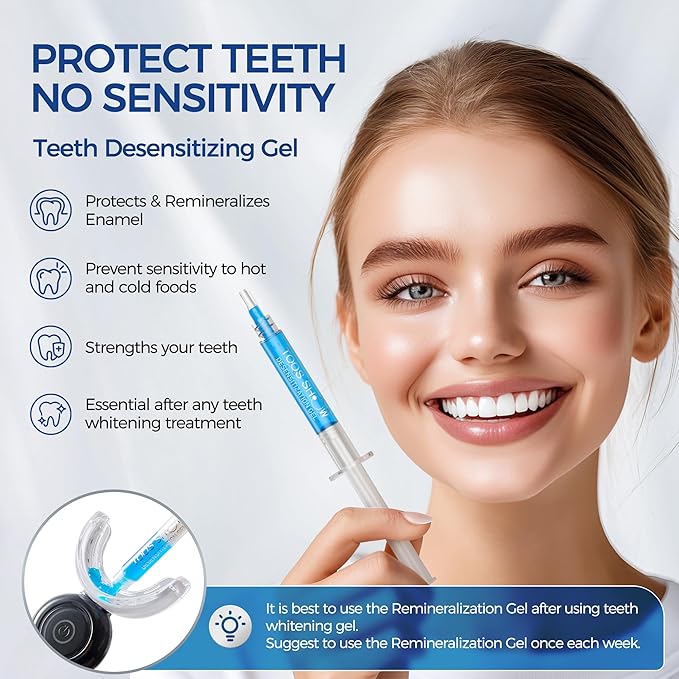 5 x Teeth Whitening Gel (4+1 Desensitizing Gel), No Sensitivity Teeth Whitening Gel Kit, Effective Teeth Whitener, Travel-Friendly Tooth Whitening Pen, Carbamide Peroxide Tooth Bleaching