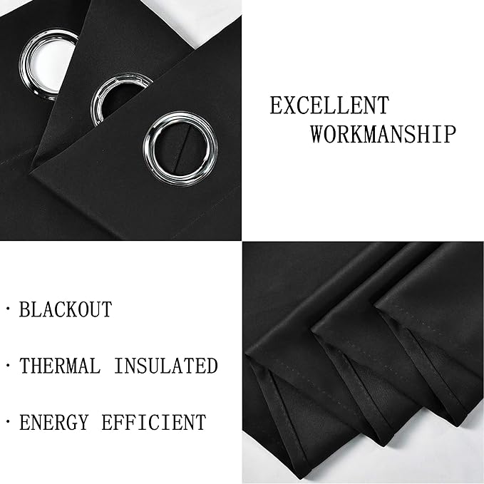 Black Valances Extra Wide for Windows for Kitchen Blackout Thermal Insulated Curtain Valance for Bathroom/Office Short Straight Drape Valance for Bedroom Kids Room 70W x18L 1 Panel