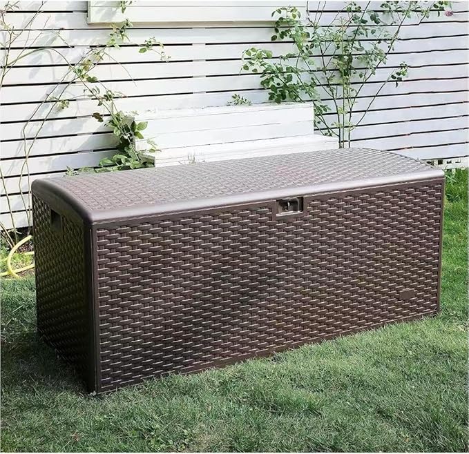 Alsophila150 Gallon Large Storage Box with Lid,Waterproof Outdoor Storage Container for Patio Furniture Cushions, Gardening Tools, Pool Accessories,Lockable Resin Deck Box with Smooth Hydraulic Lid