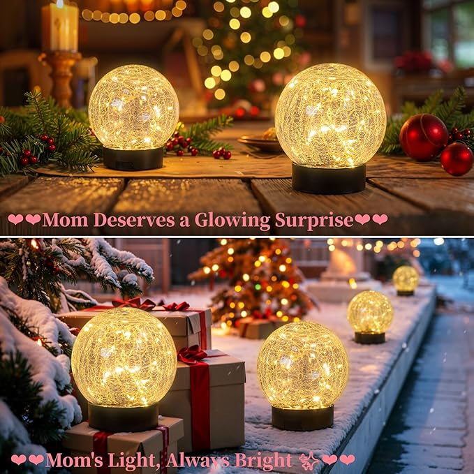 Beautyard Solar Globe Lights Outdoor USB Charged Garden Decor 3.94" Diameter 30LED 1000mAh Solar Globe Lights for Outdoor Indoor Mothers Day Gifts Holiday Decor(3.94'' Medium 4 Pack Warm White)