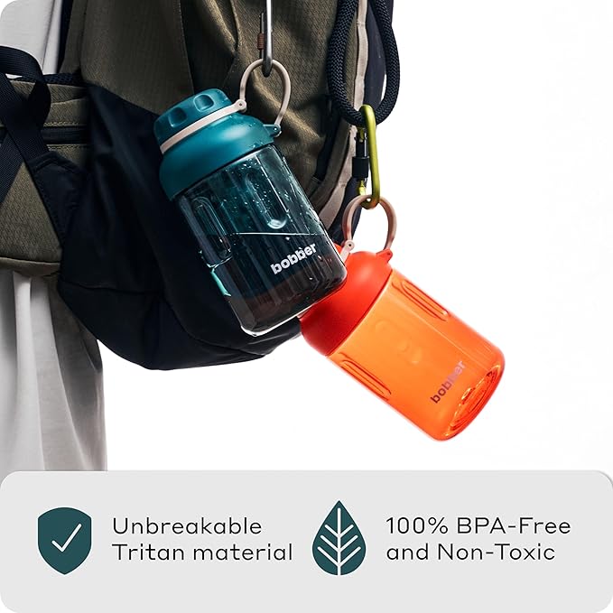 BOBBER 20 oz Tritan Travel Water Bottle with Holding Strap & Fruit Infuser — Dishwasher Safe, BPA Free, Spill Proof Water Bottle for Adults with Handle — Perfect for Traveling, Outdoor, Hiking (Teal)